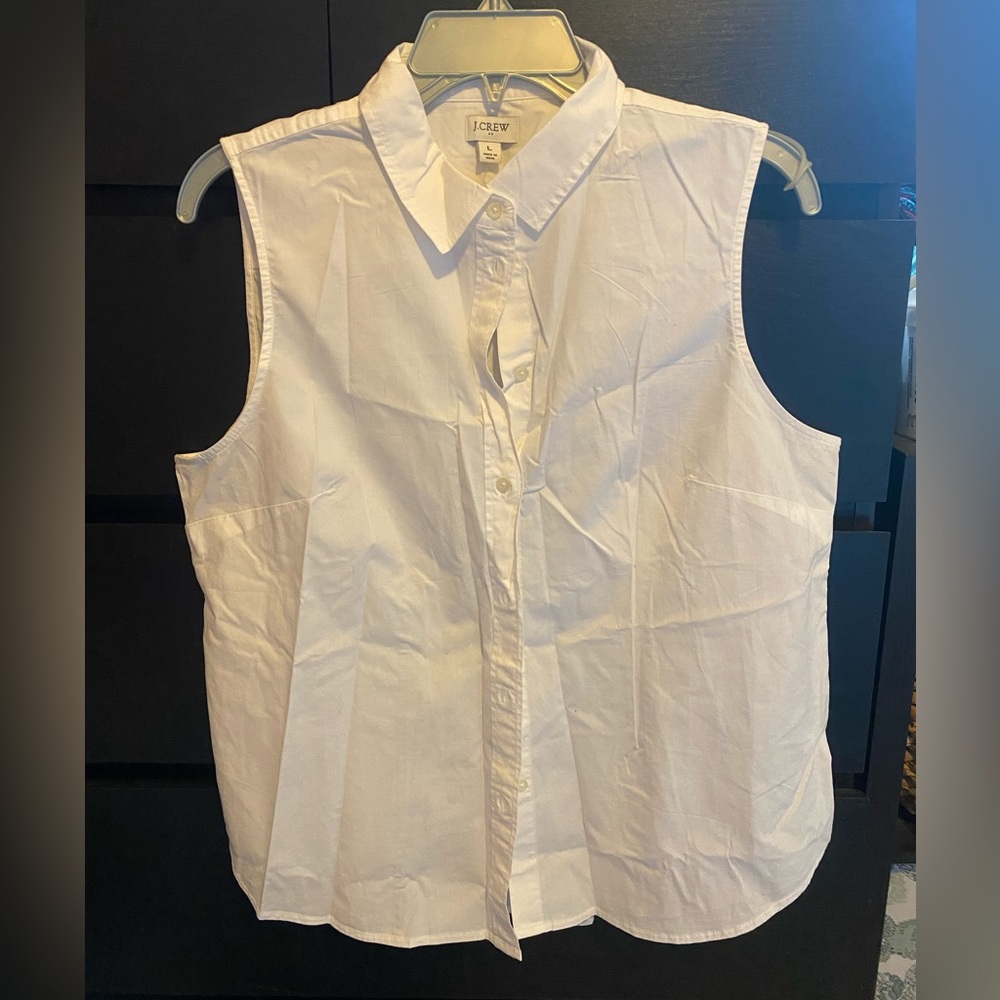 J. Crew Factory White Sleeveless Button-Down Top